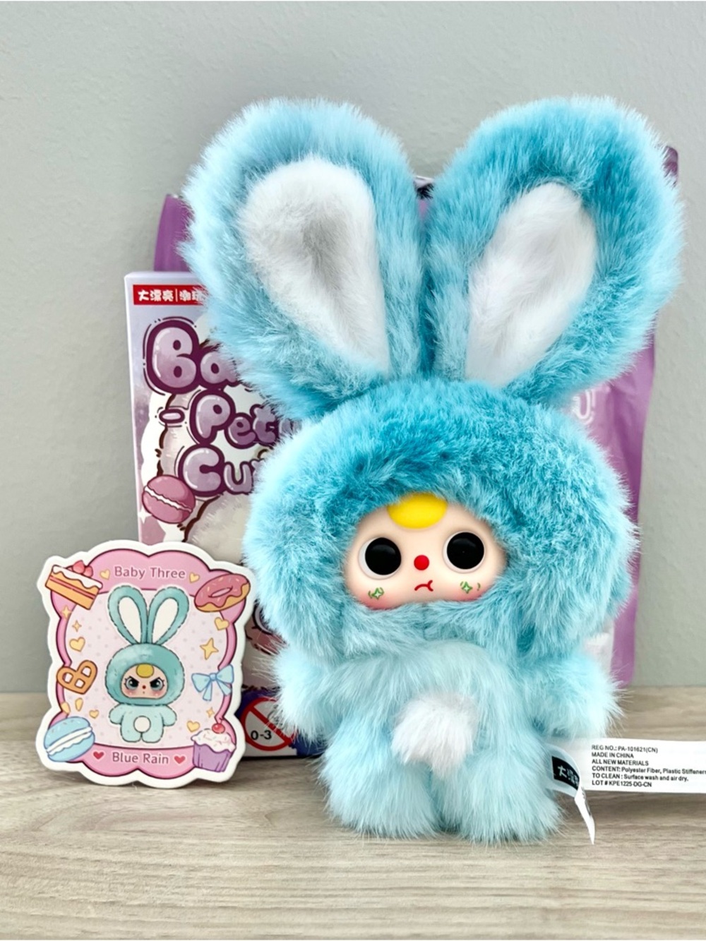 Baby Three Petit Macaron Cute Bunny V2 Vinyl Plush Pendant - Blue Rain